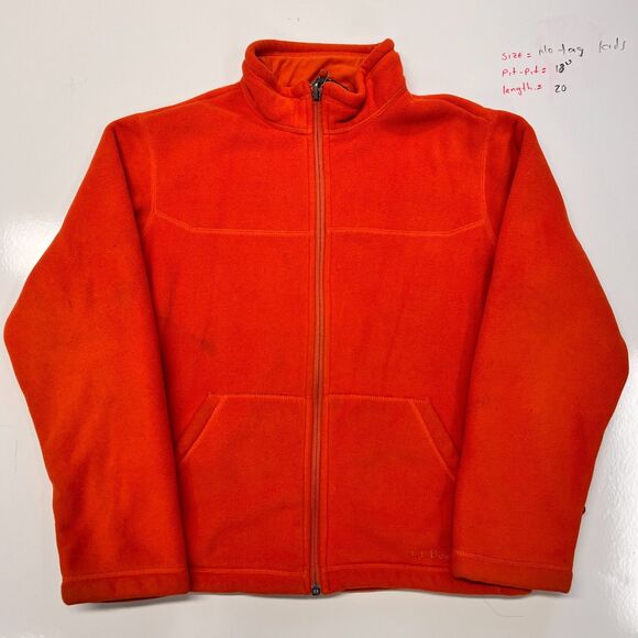 L.L. Bean Other - LL Bean Kids Fleece Jacket Orange Full Zip Mock Neck Hole Flaw As Is